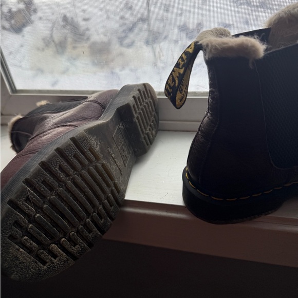 Dr. Martens Dark Brown Ankle Boots with Faux Fur Trim - Picture 5 of 5